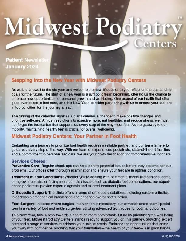 Midwest Podiatry Centers newsletter design example